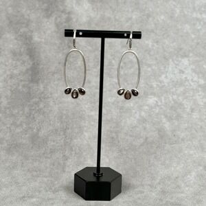 Freida Rothman Grey Mother of Pearl Dangle Drop Earrings Industrial Finish